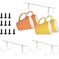 Housolution Soporte de Taza de Hierro- [3 Piezas] Botellero de Pared Durable con 4 Ganchos- Estante de Almacenamiento…